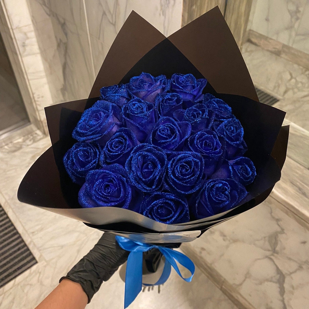 Blue Glitter Roses